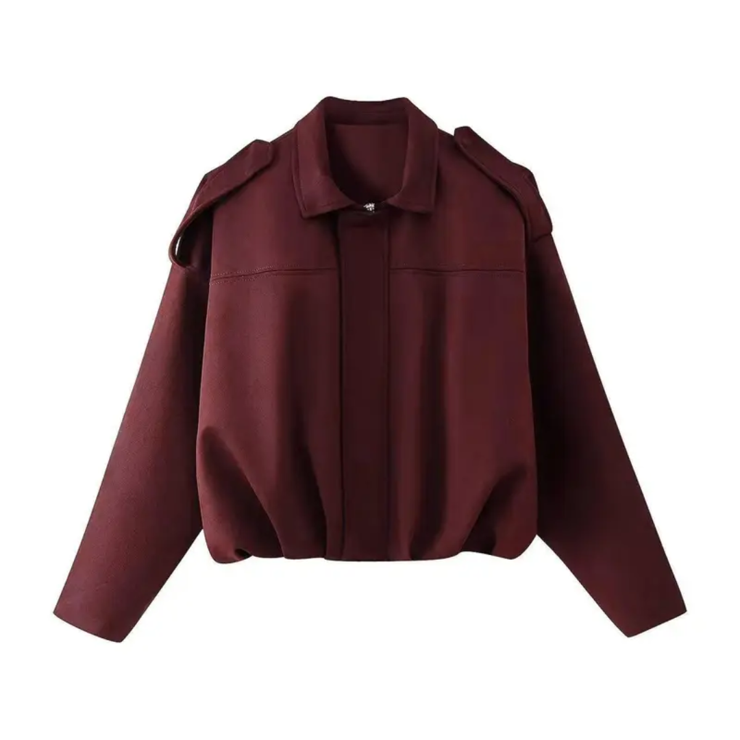 Suede Look Spread Collar Zip Front Bomber Jacket 3
