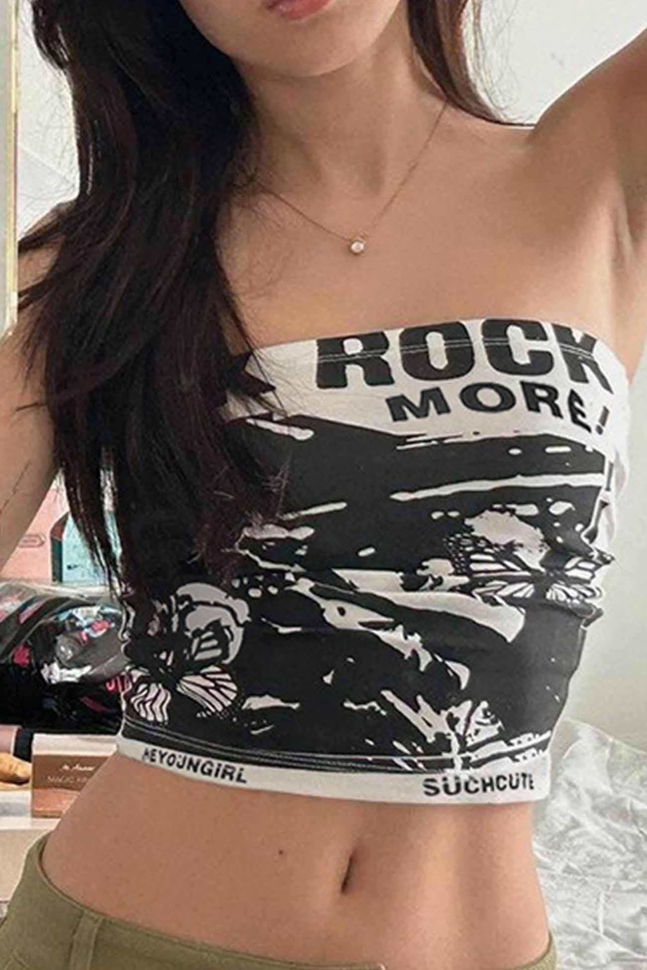Butterfly Rock Printed Tube Top