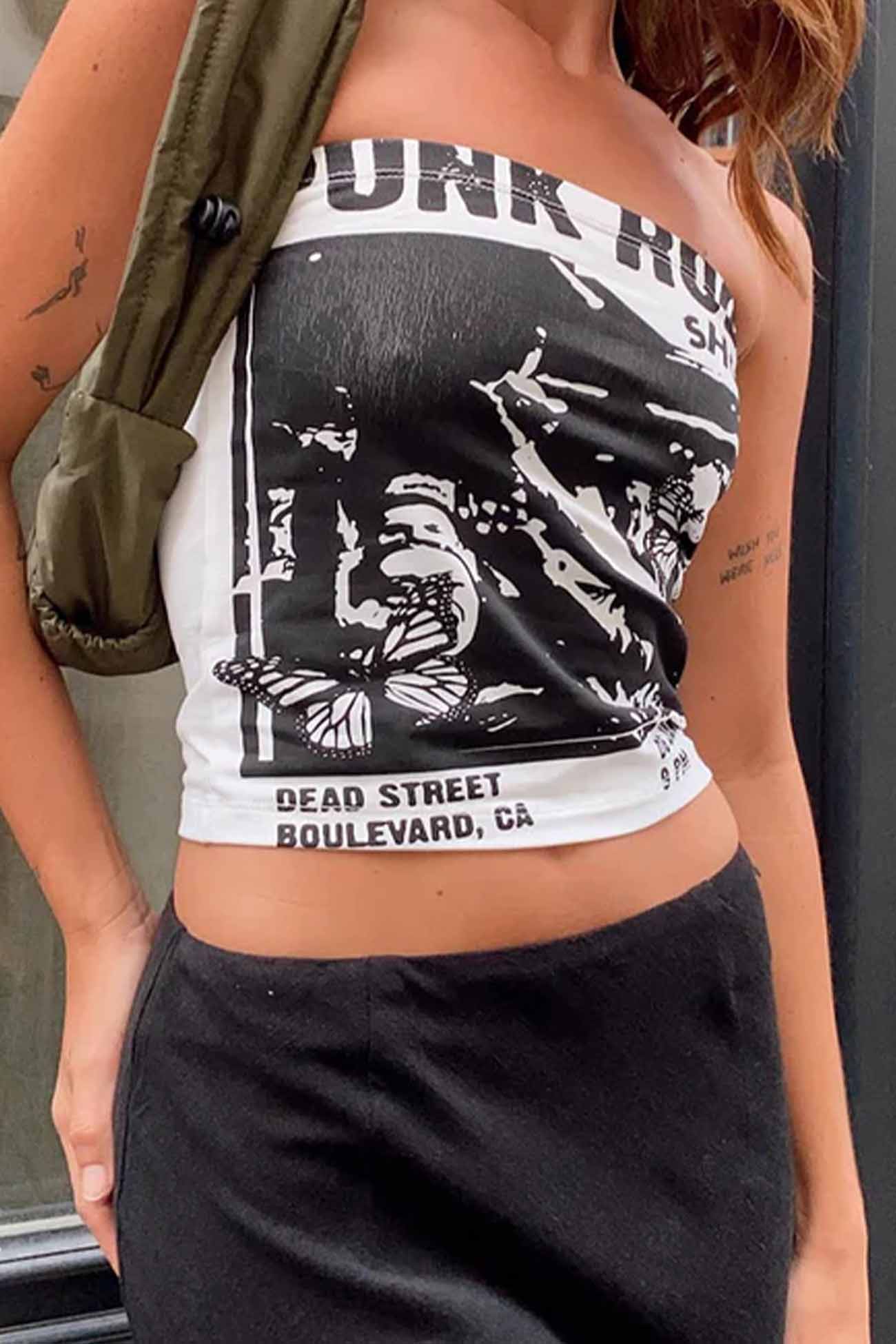 Butterfly Rock Printed Tube Top