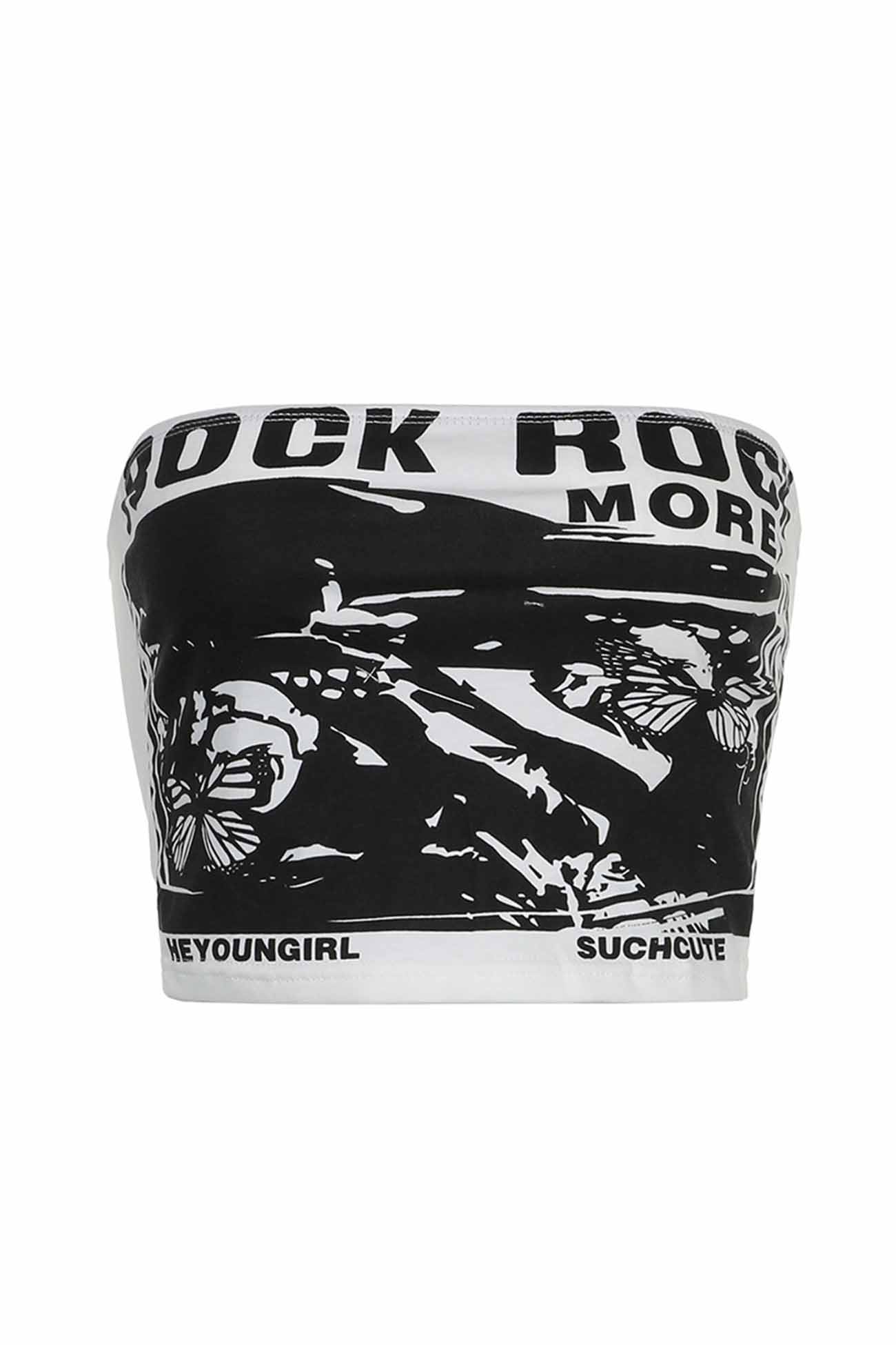 Butterfly Rock Printed Tube Top