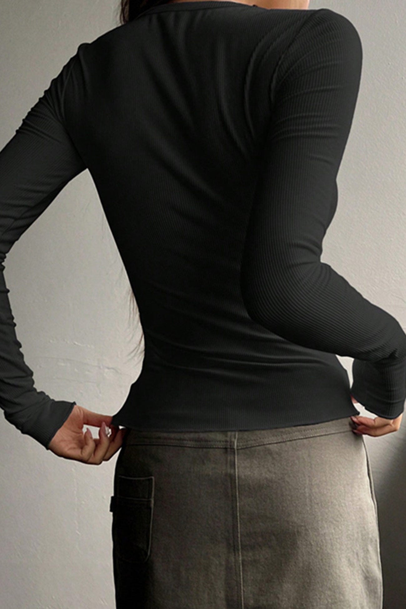 Button-down Slim Fit Ribbed Tops