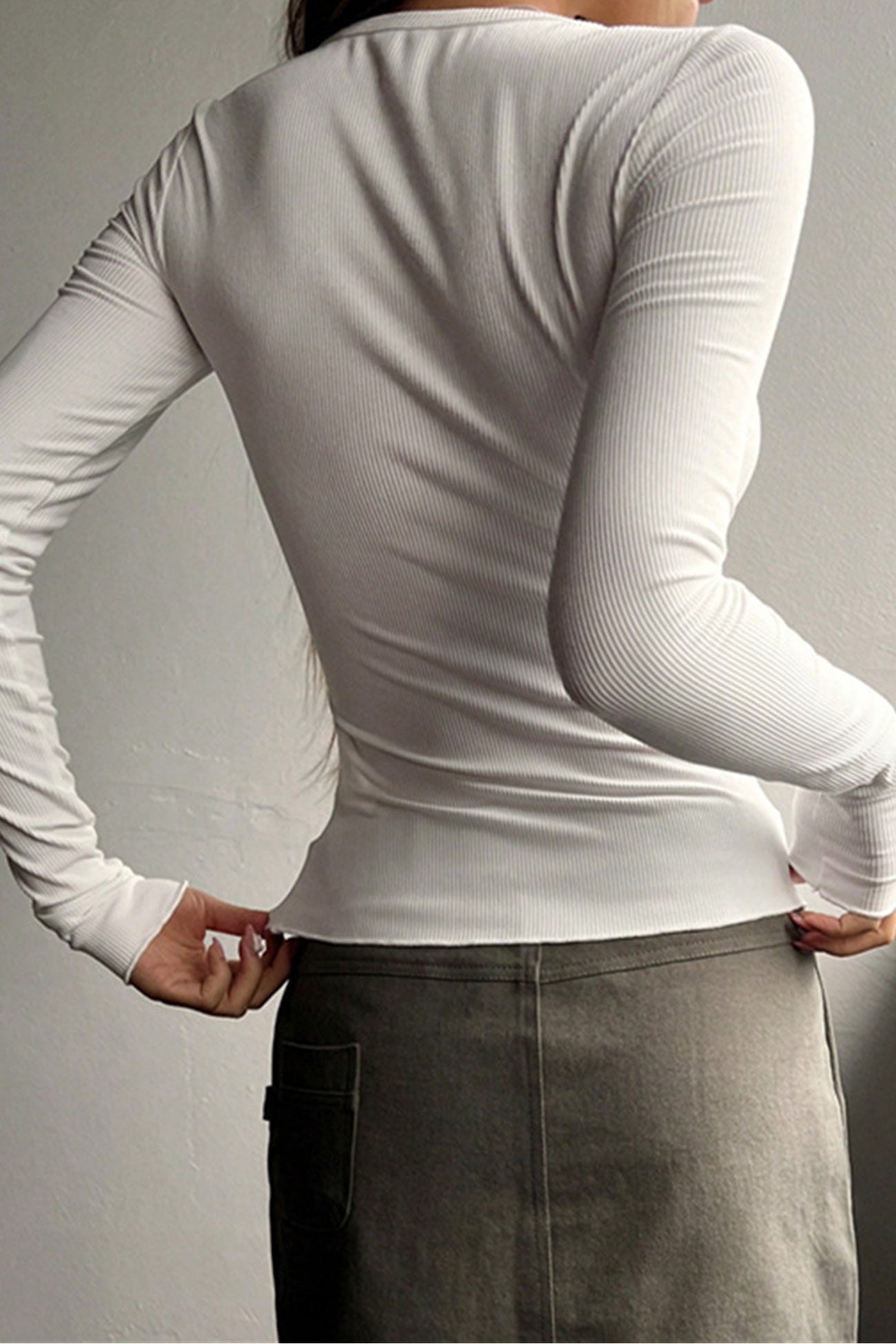 Button-down Slim Fit Ribbed Tops