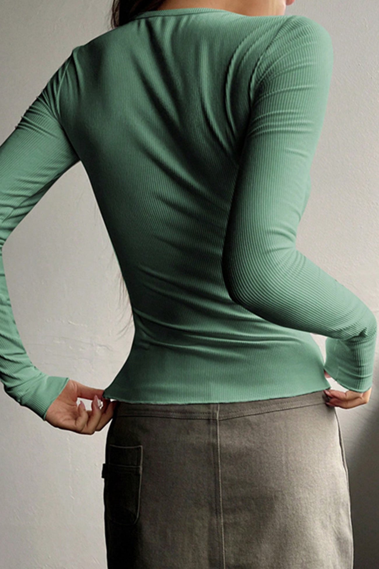 Button-down Slim Fit Ribbed Tops