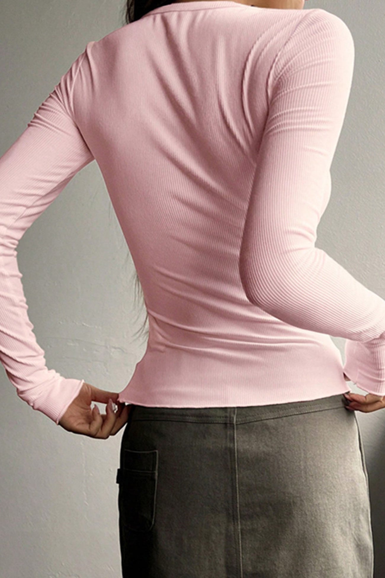 Button-down Slim Fit Ribbed Tops