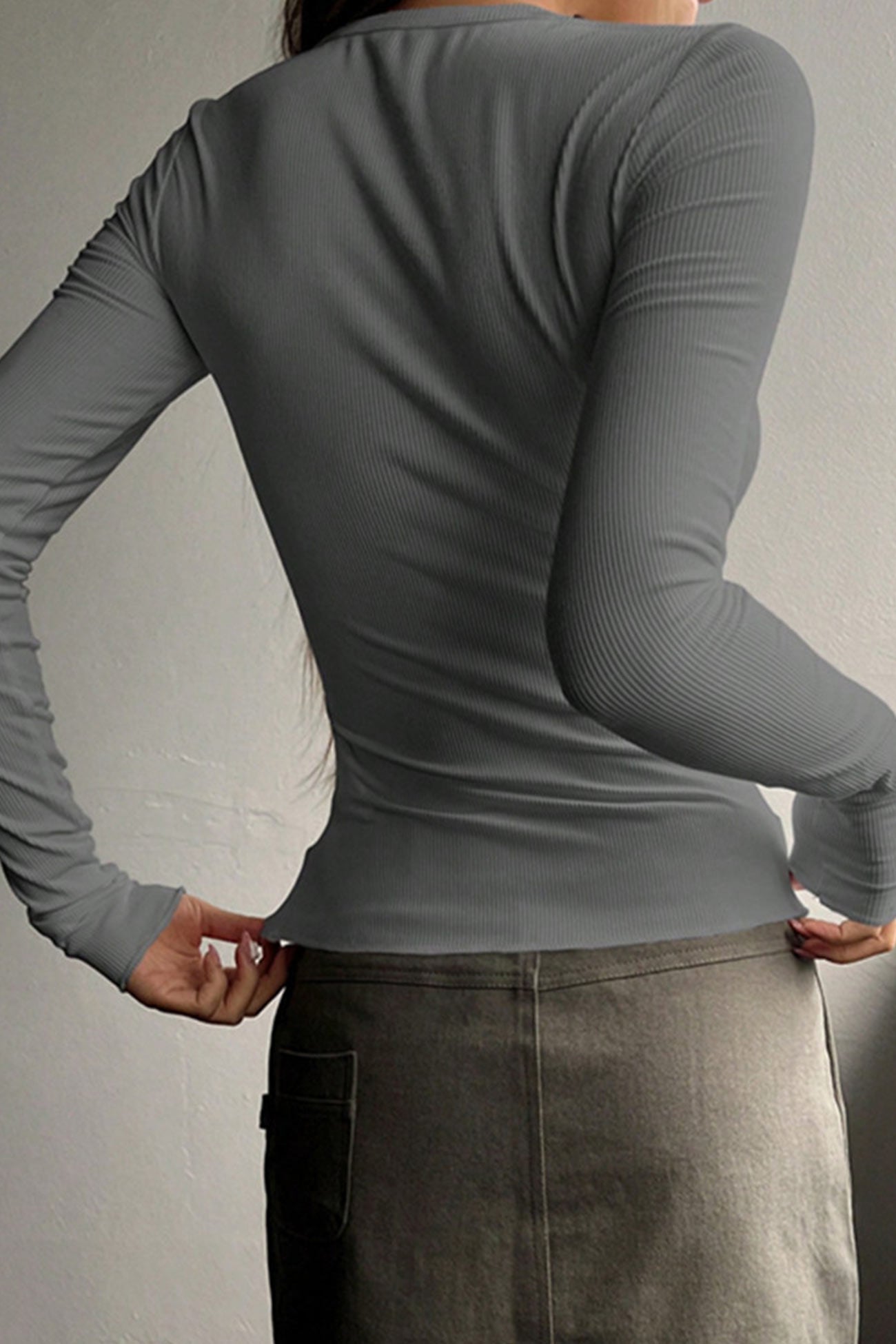 Button-down Slim Fit Ribbed Tops