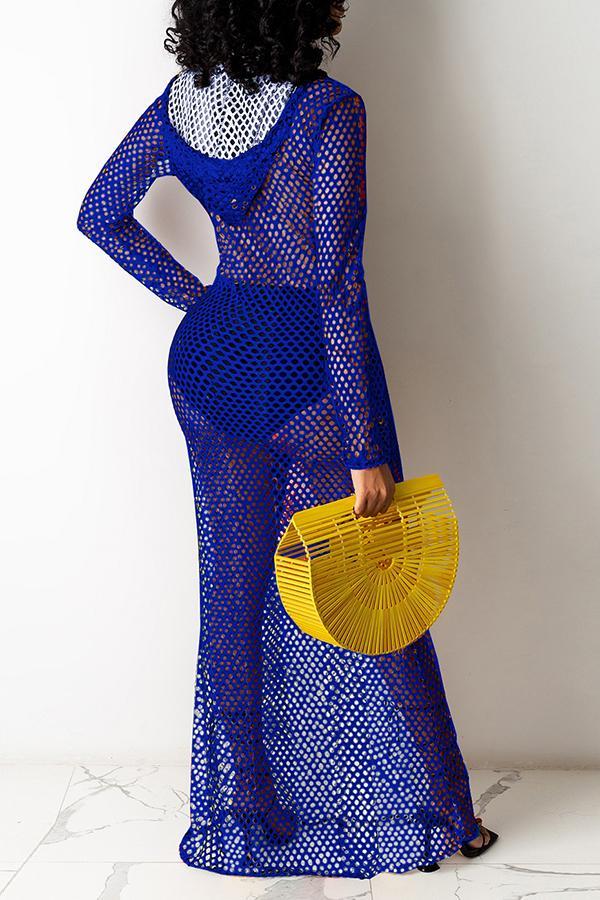 V-neck Hollow Out Long Sleeve Dress Fashionpara