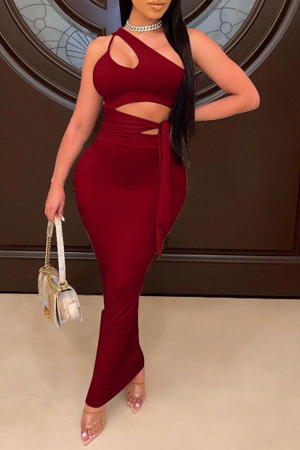 Janiel One Shoulder Hollow Out Maxi Dress Fashionpara