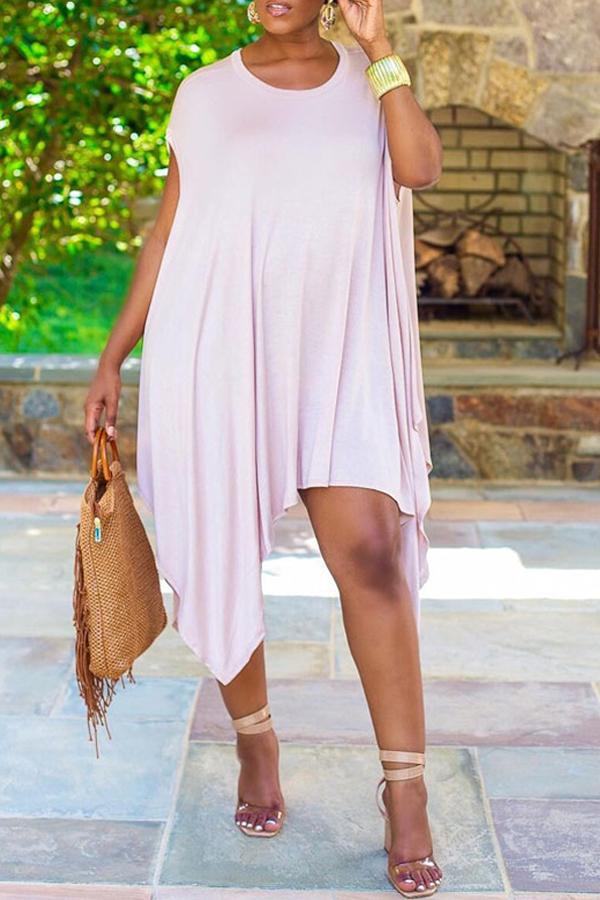 Irregular Hem Batwing Sleeve Casual Dress Fashionpara