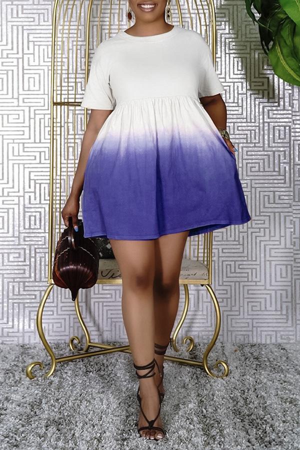 Gradient Short Sleeve Pocket Mini Dress Fashionpara