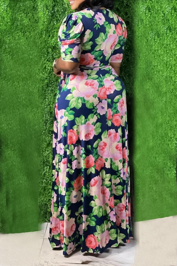 Plus Size V-neck Floral Wrap Maxi Dress Fashionpara