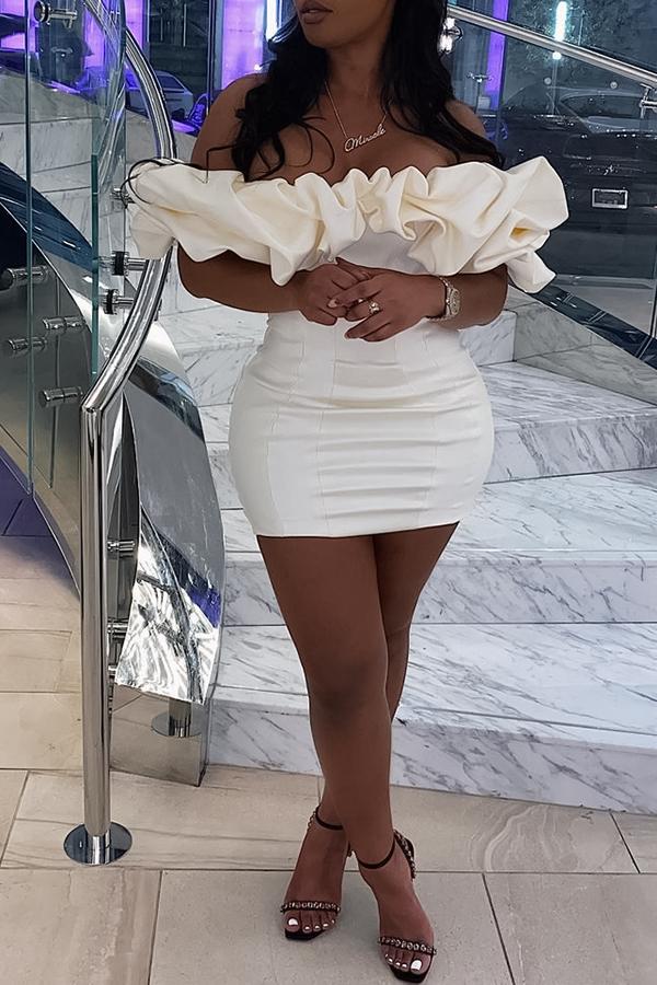 Off The Shoulder Ruffle Party Dress  Fashionpara