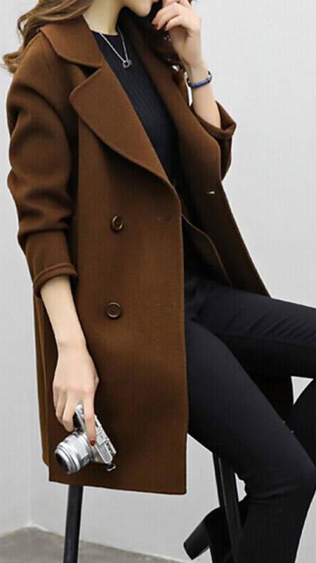 Notch Lapel Double Breasted Longline Coat 4