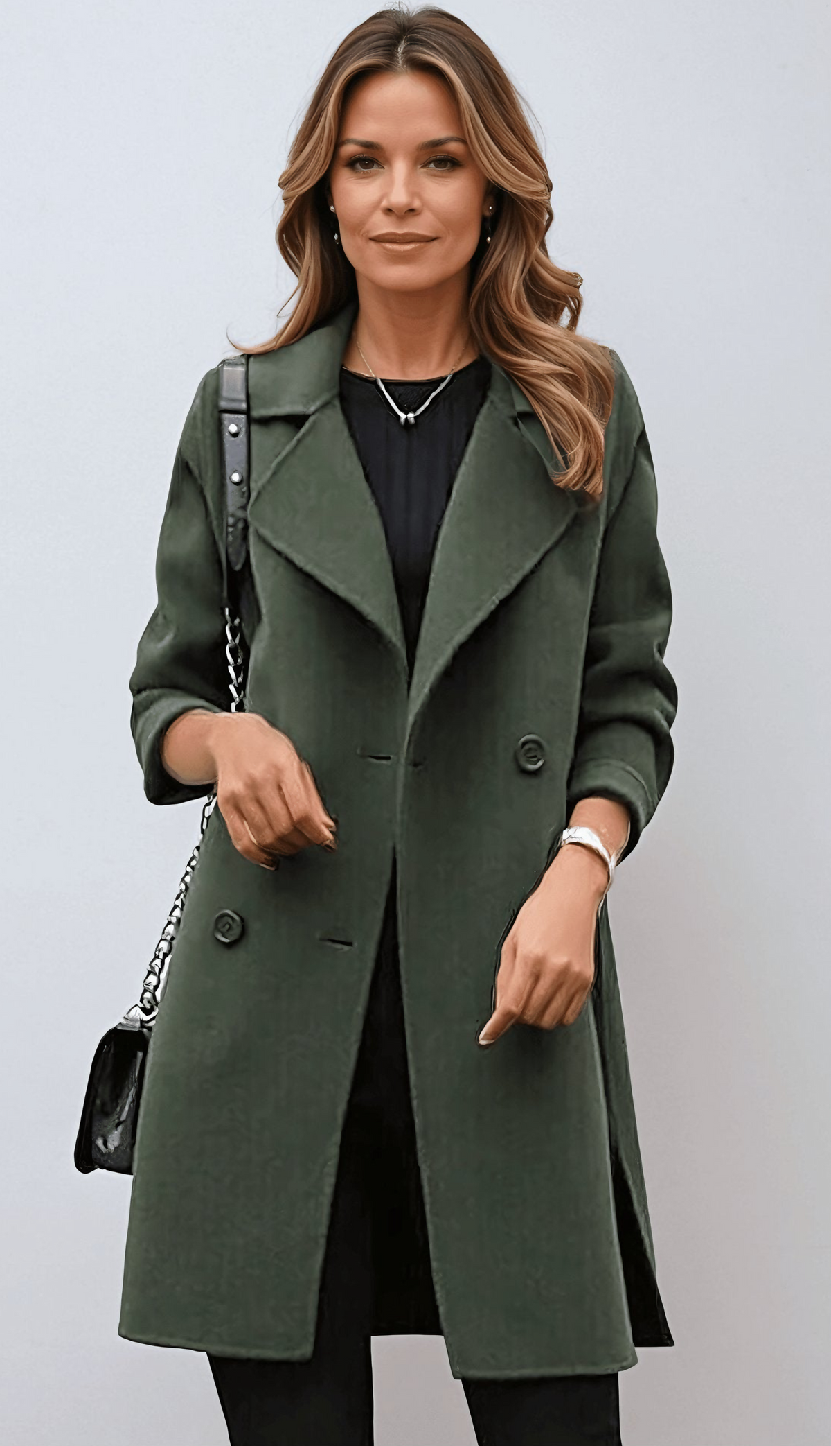 Notch Lapel Double Breasted Longline Coat