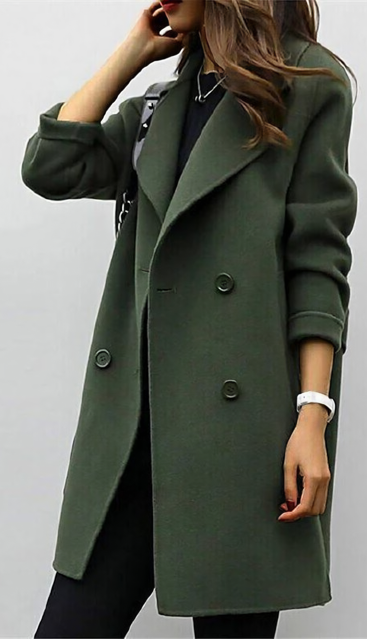 Notch Lapel Double Breasted Longline Coat 3