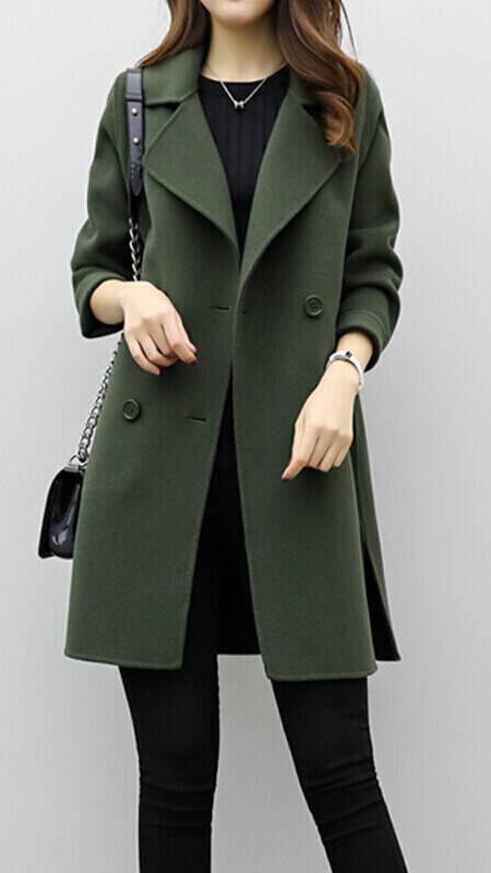 Notch Lapel Double Breasted Longline Coat 2