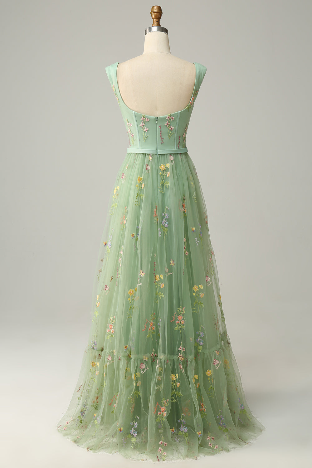 Champagne A-Line Embroidery Prom Dress - Fashionpara