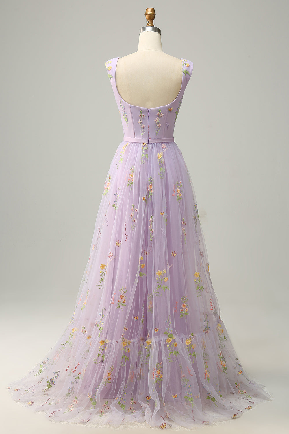 Champagne A-Line Embroidery Prom Dress - Fashionpara