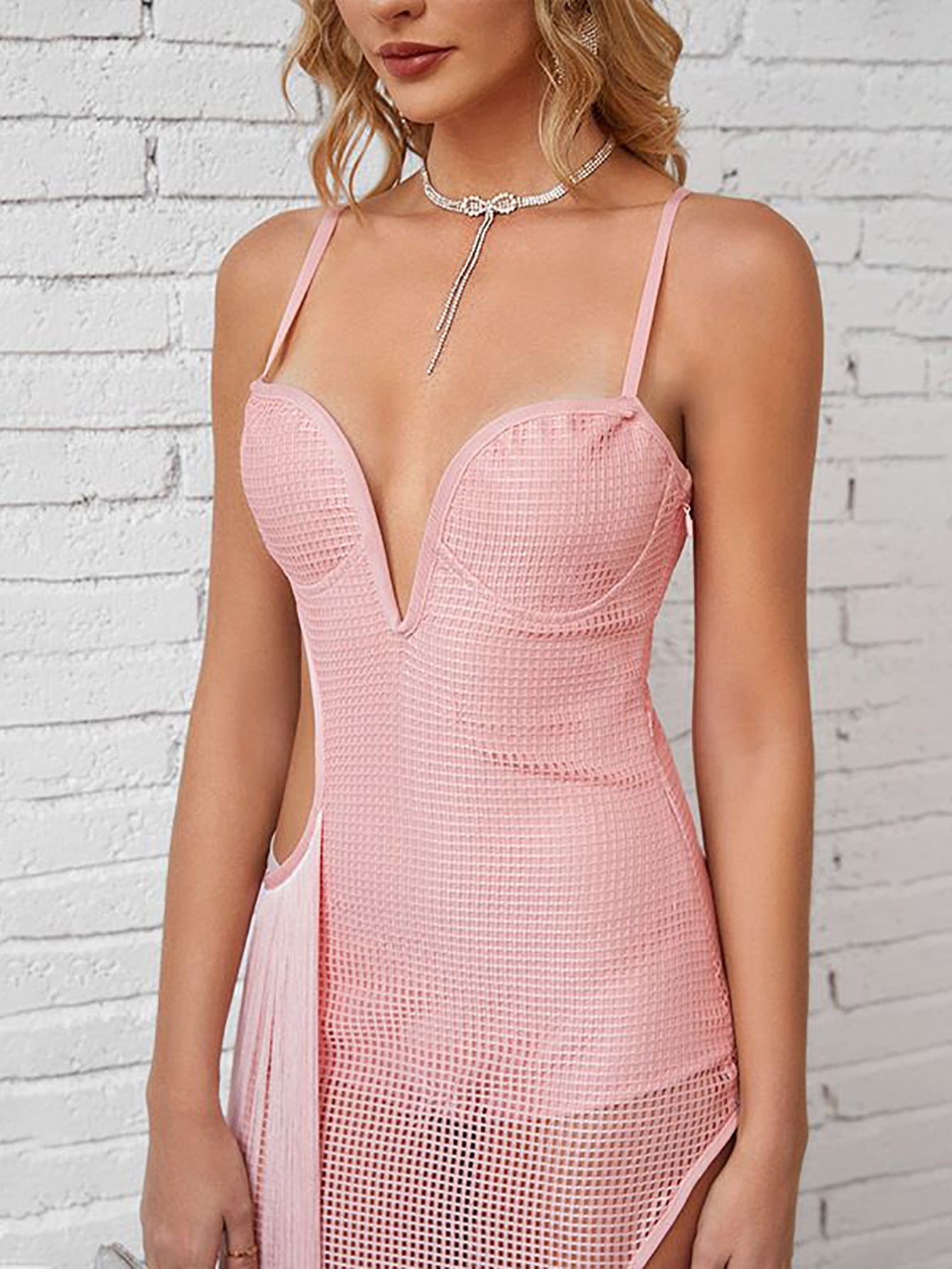 Black V Neck Long Bodycon Dress - Fashionpara