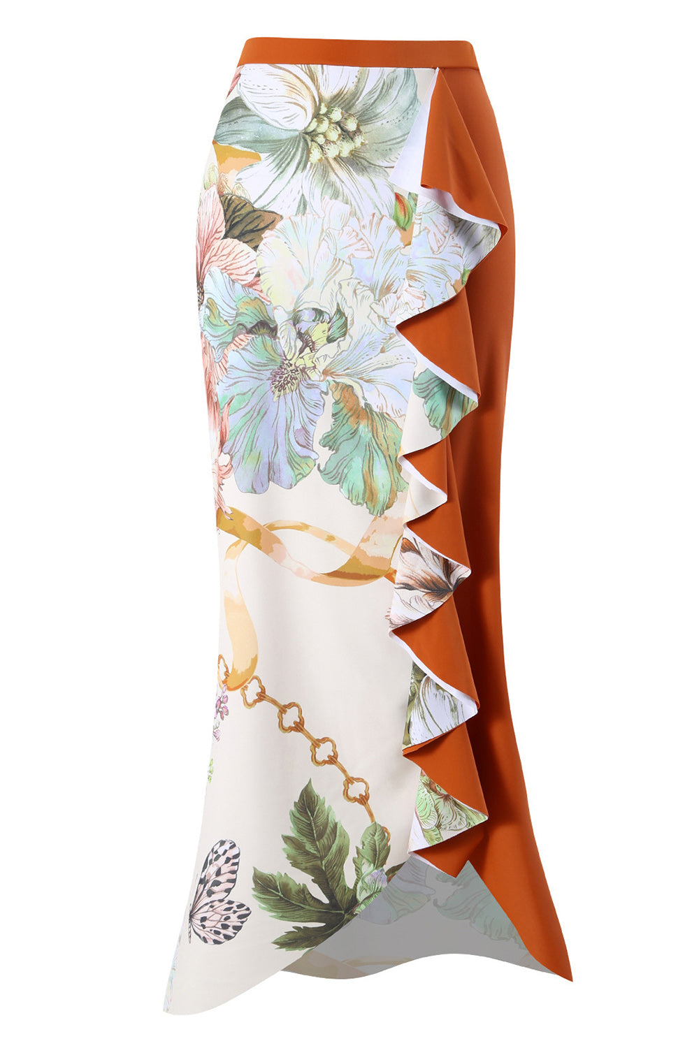 One Shoulder High Waist One Piece Swimwear with Beach Skirt