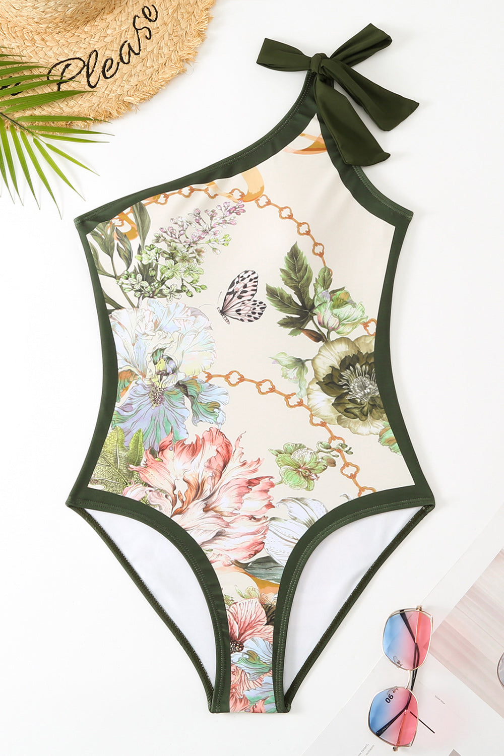 One Shoulder High Waist One Piece Swimwear with Beach Skirt