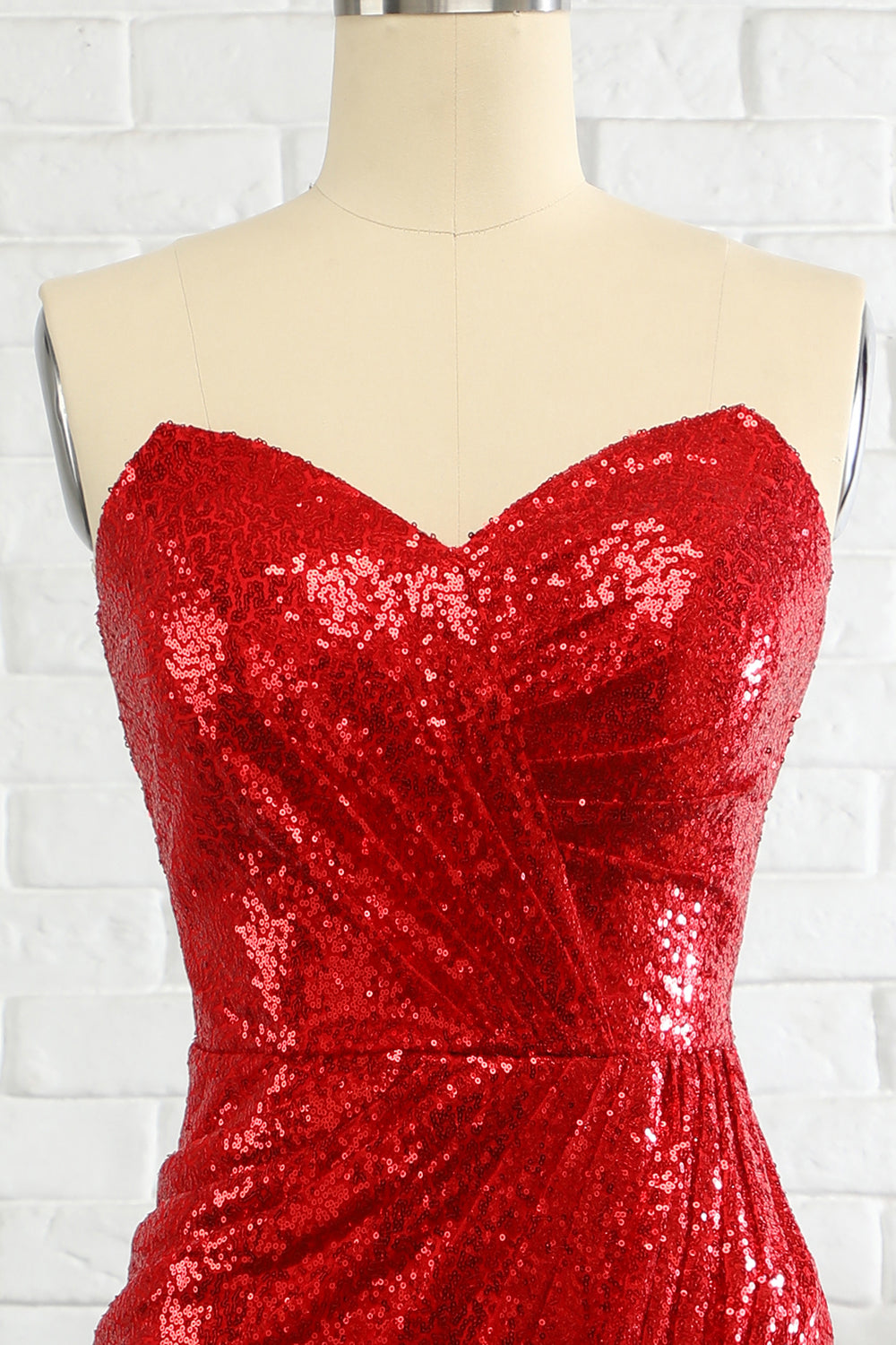 Sheath Sweetheart Red Sequins Prom Dress with Sequins - Fashionpara