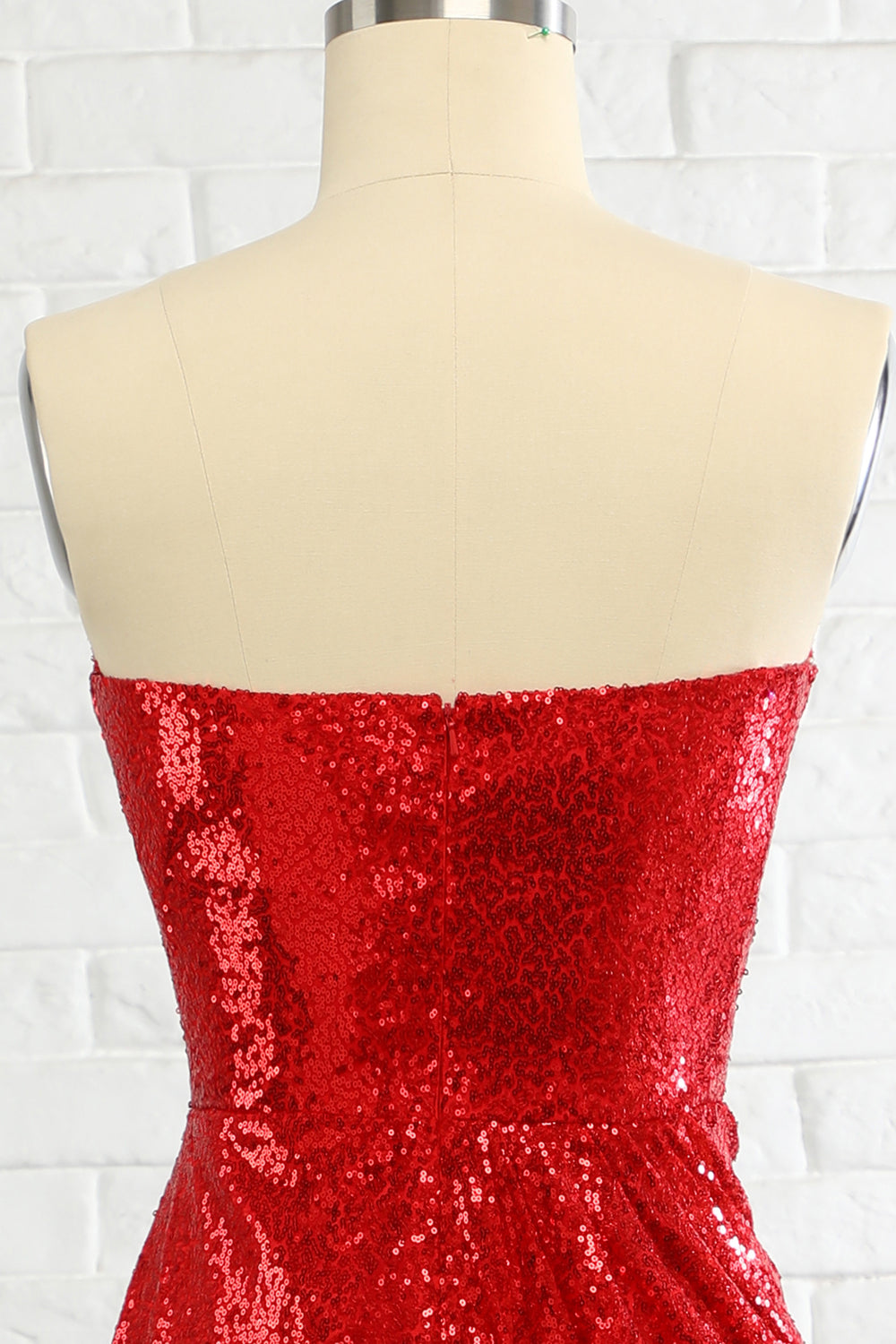 Sheath Sweetheart Red Sequins Prom Dress with Sequins - Fashionpara
