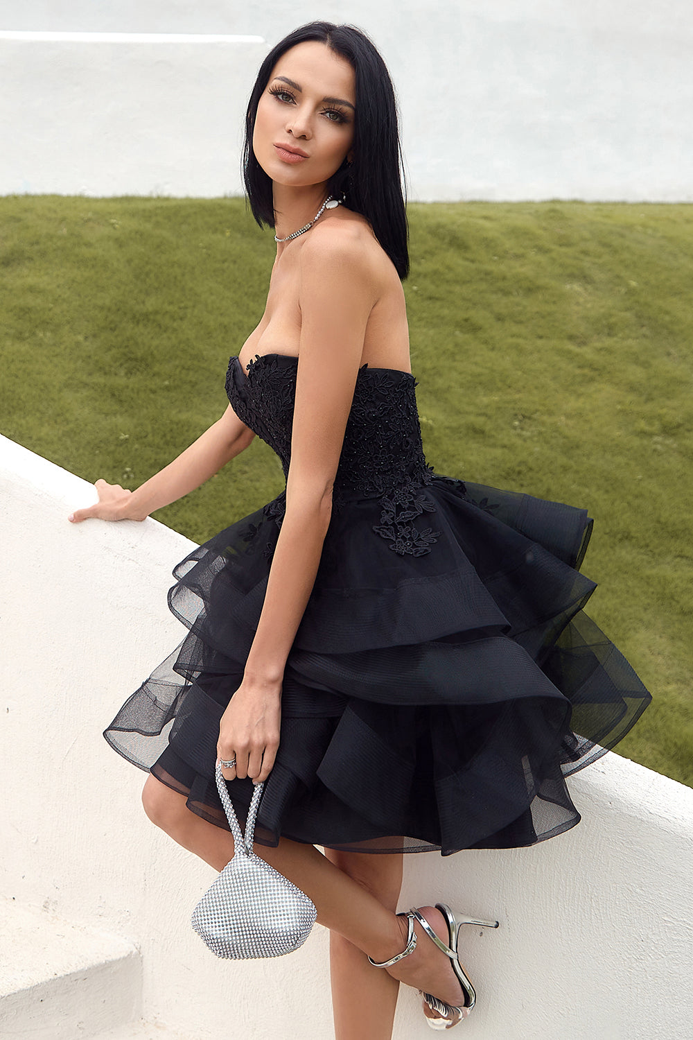 Cute Strapless Tulle Black Homecoming Dress - Fashionpara