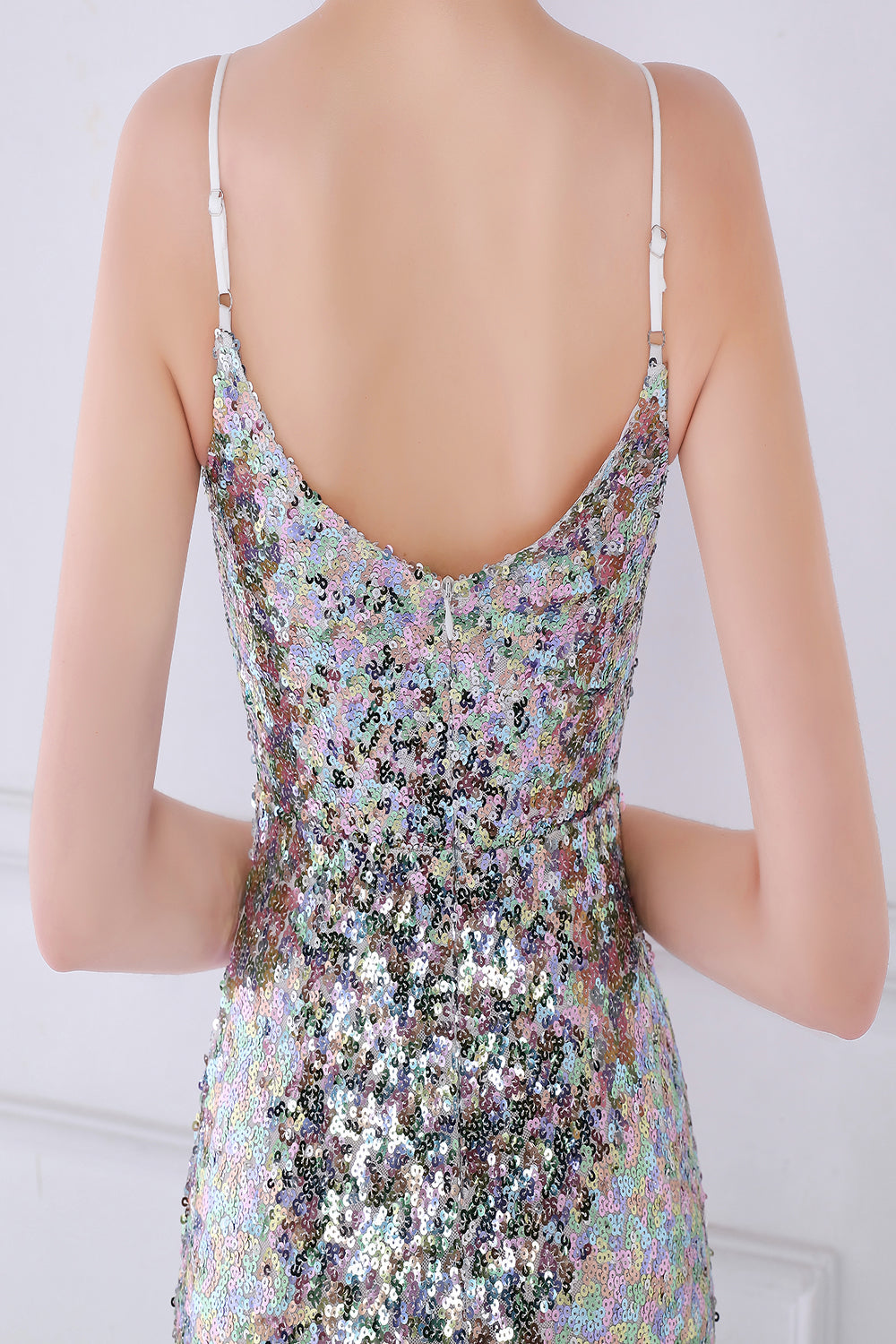 Dazzle Light White Seuiqned Mermaid Prom Dress - Fashionpara