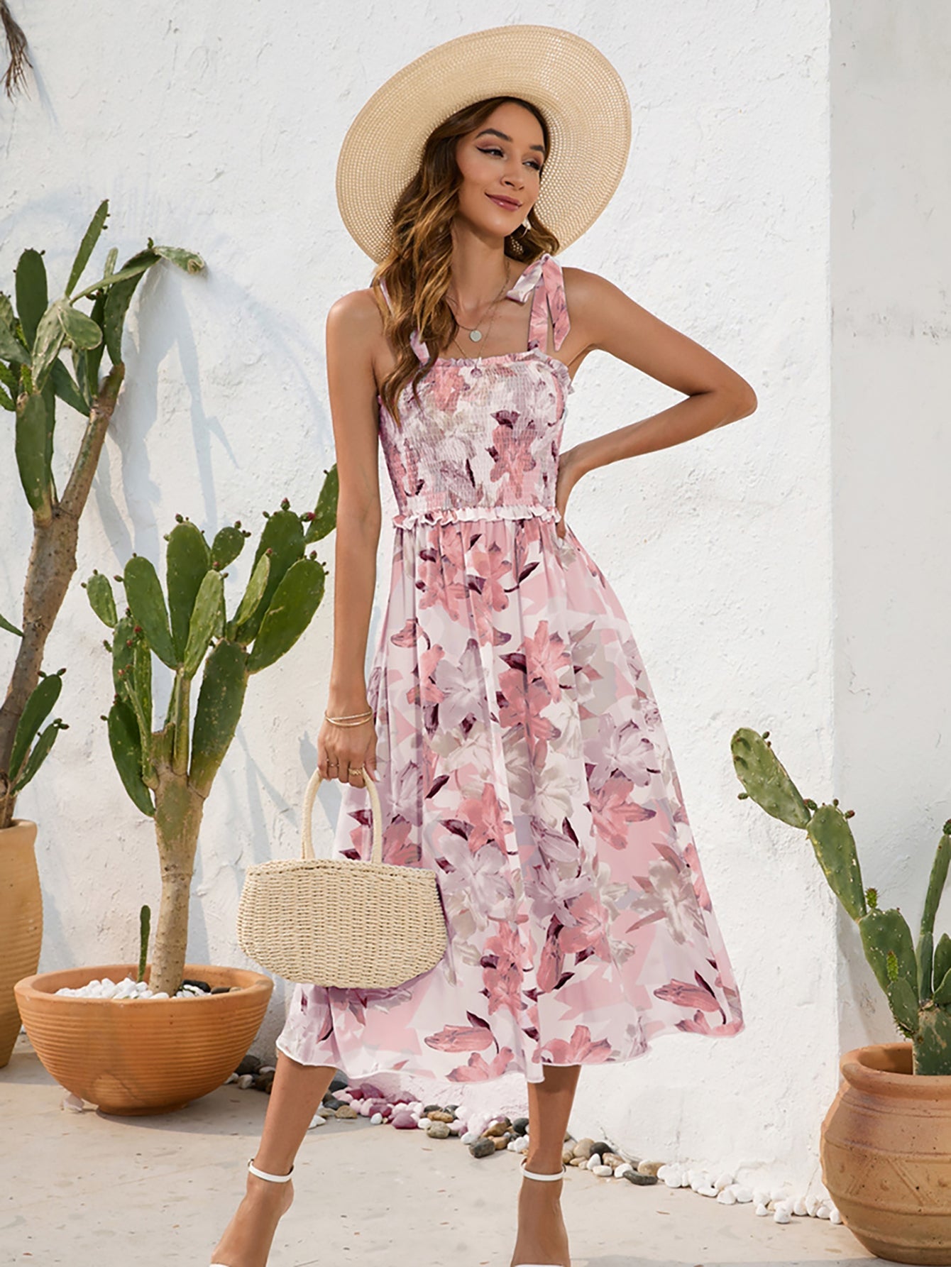 Blue Floral Summer Vacation Long Dress - Fashionpara