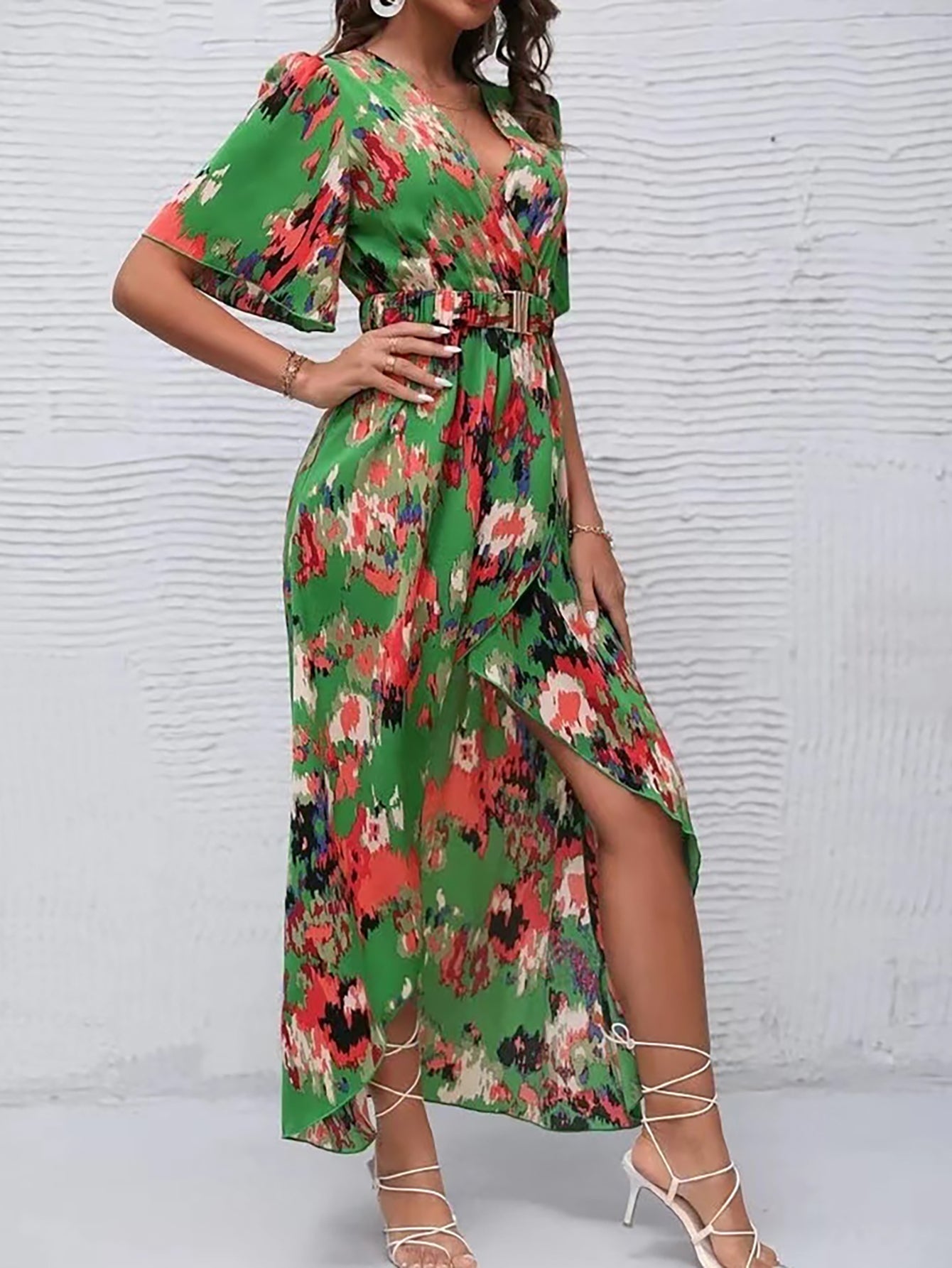 Black V Neck Beach Long Summer Vacation Dress - Fashionpara