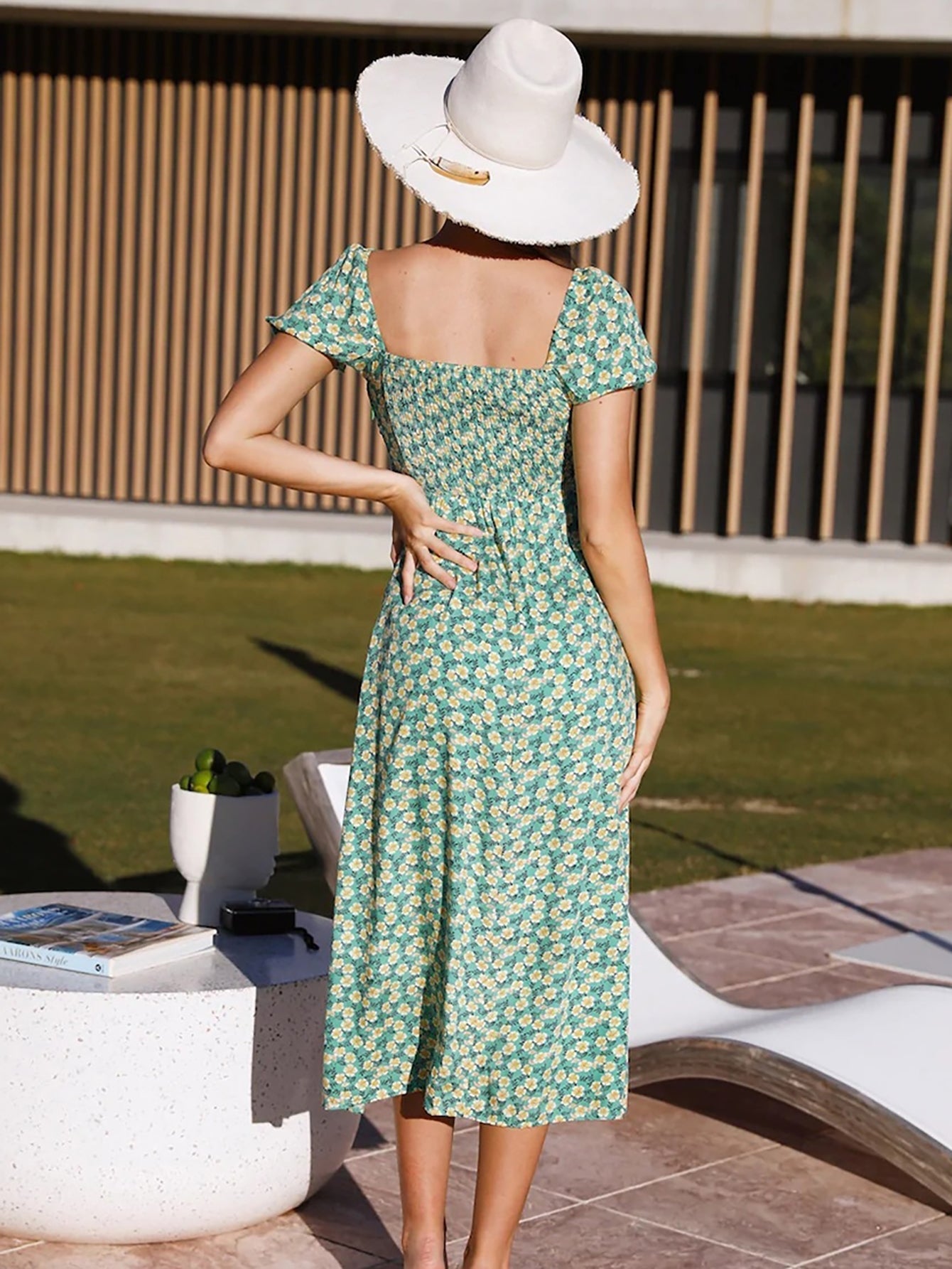 Green V Neck Sexy Long Summer Vacation Dress - Fashionpara