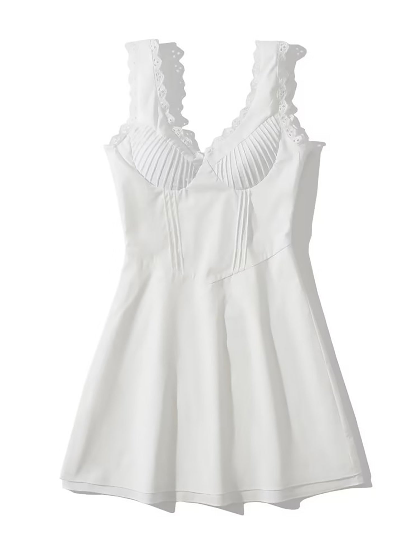 White Lace Deep V Neck Sexy Short Graduation Dress - Fashionpara