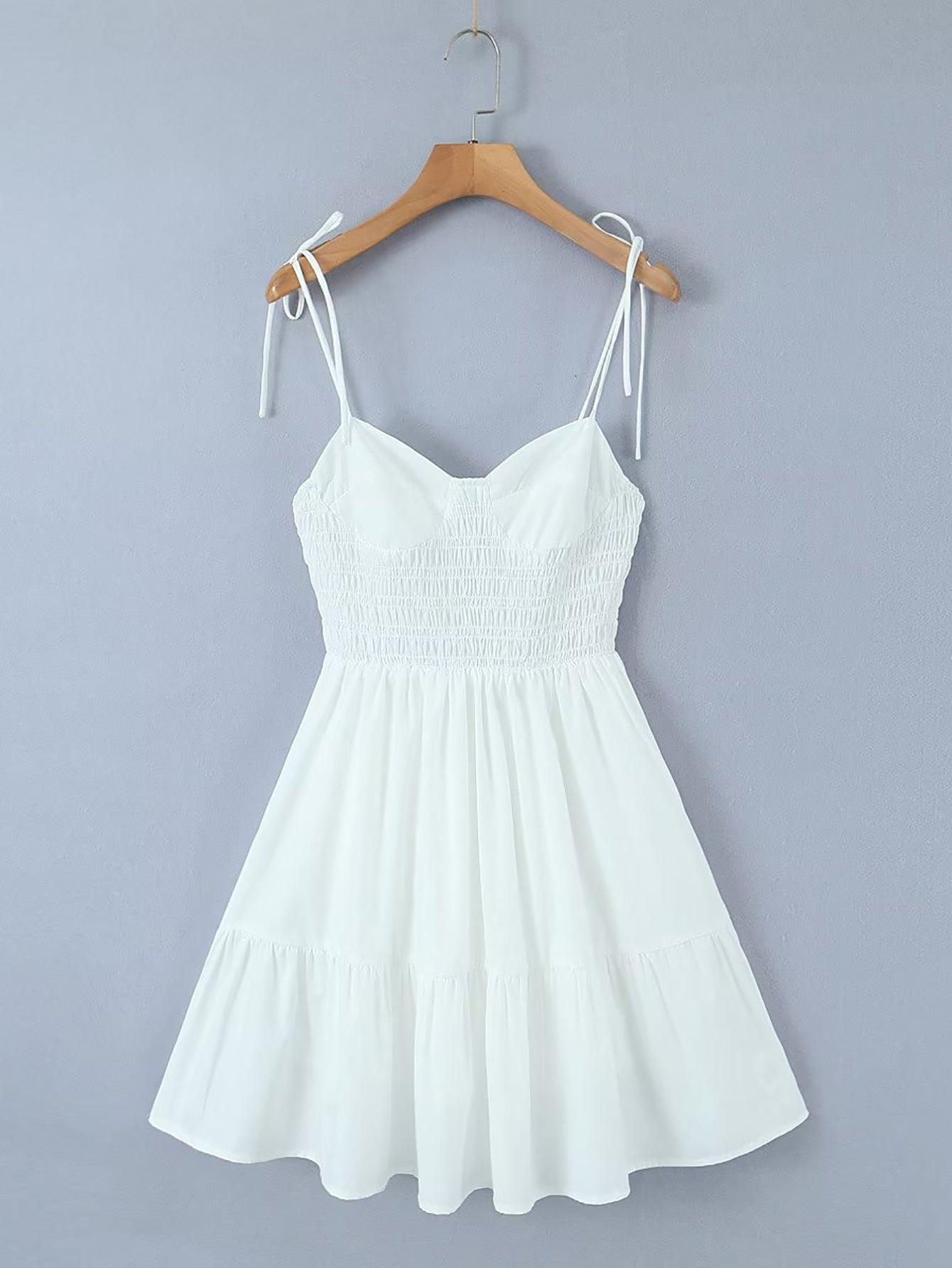 White V Neck Simple Short Graduation Sundress - Fashionpara