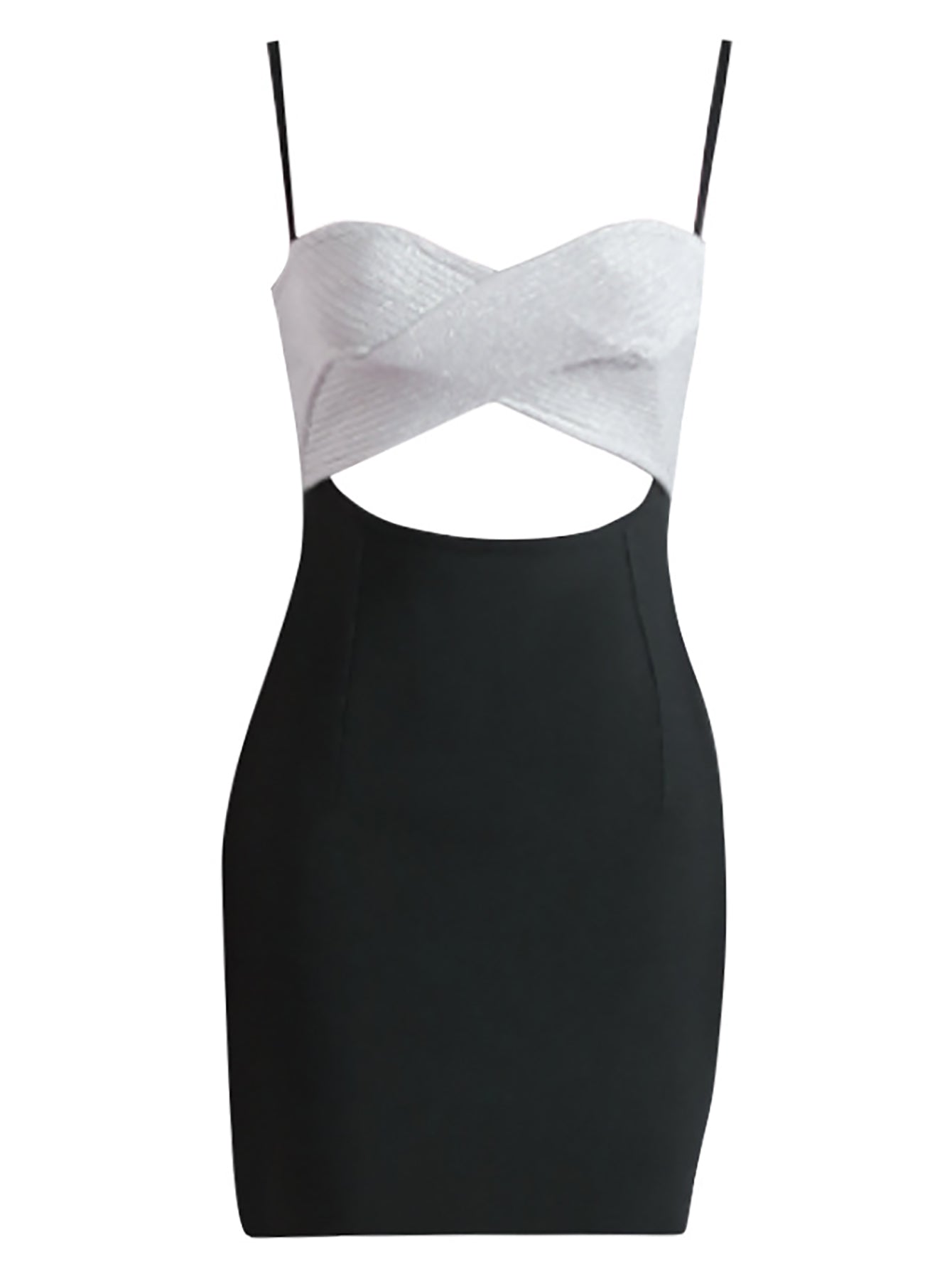 Silver And Black Cutout Sexy Tight Short Party Dress - Fashionpara