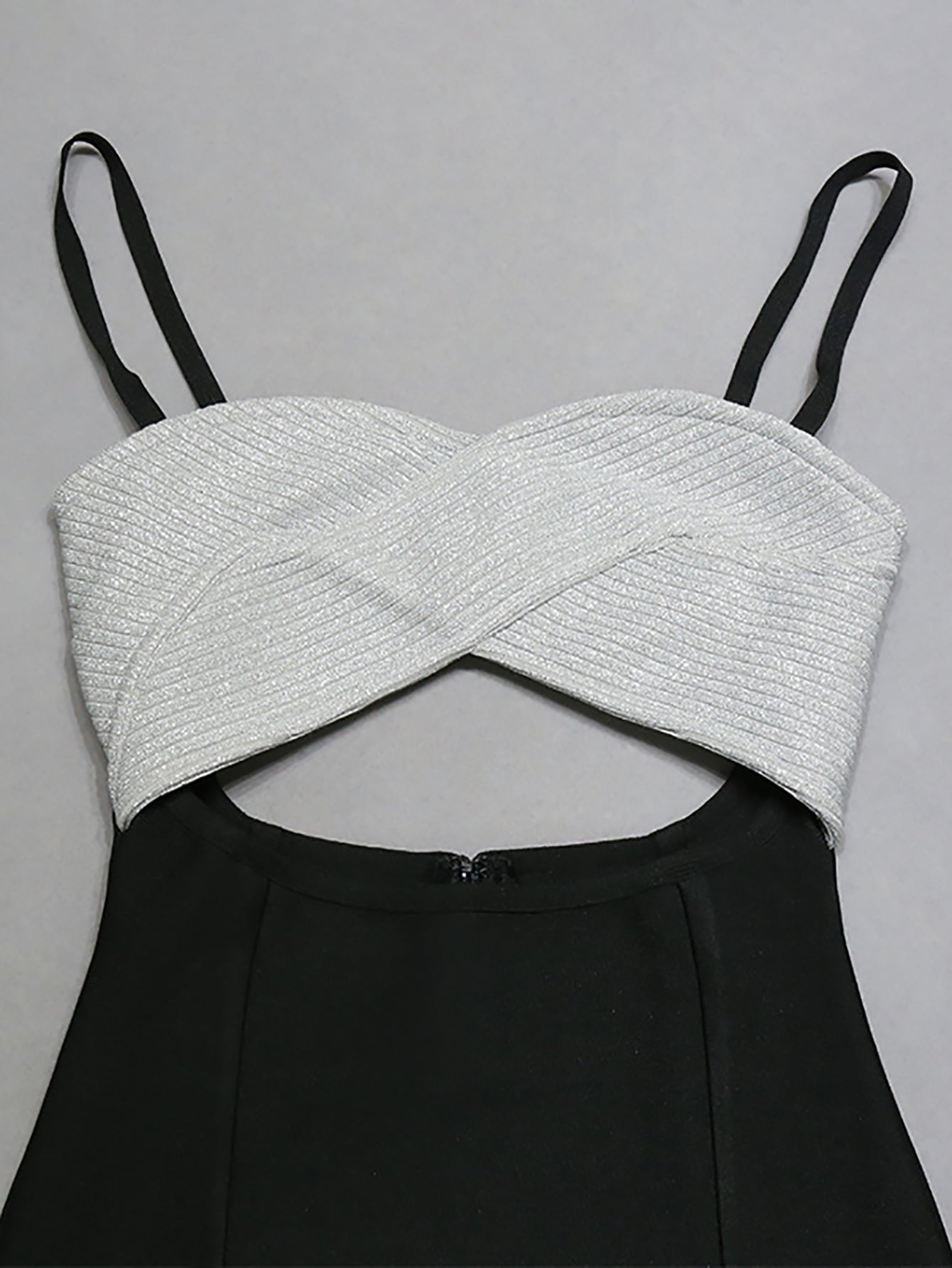 Silver And Black Cutout Sexy Tight Short Party Dress - Fashionpara