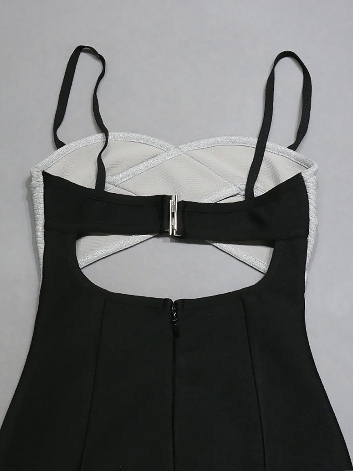 Silver And Black Cutout Sexy Tight Short Party Dress - Fashionpara