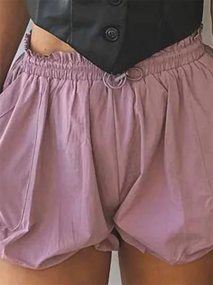 Bubble Pocket Drawstring Short purple / S short-250223