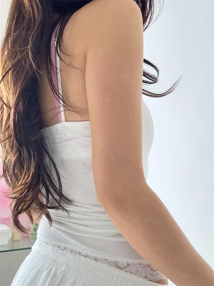 Slim Backless 3D Bow Ruched V-neck Crop Top