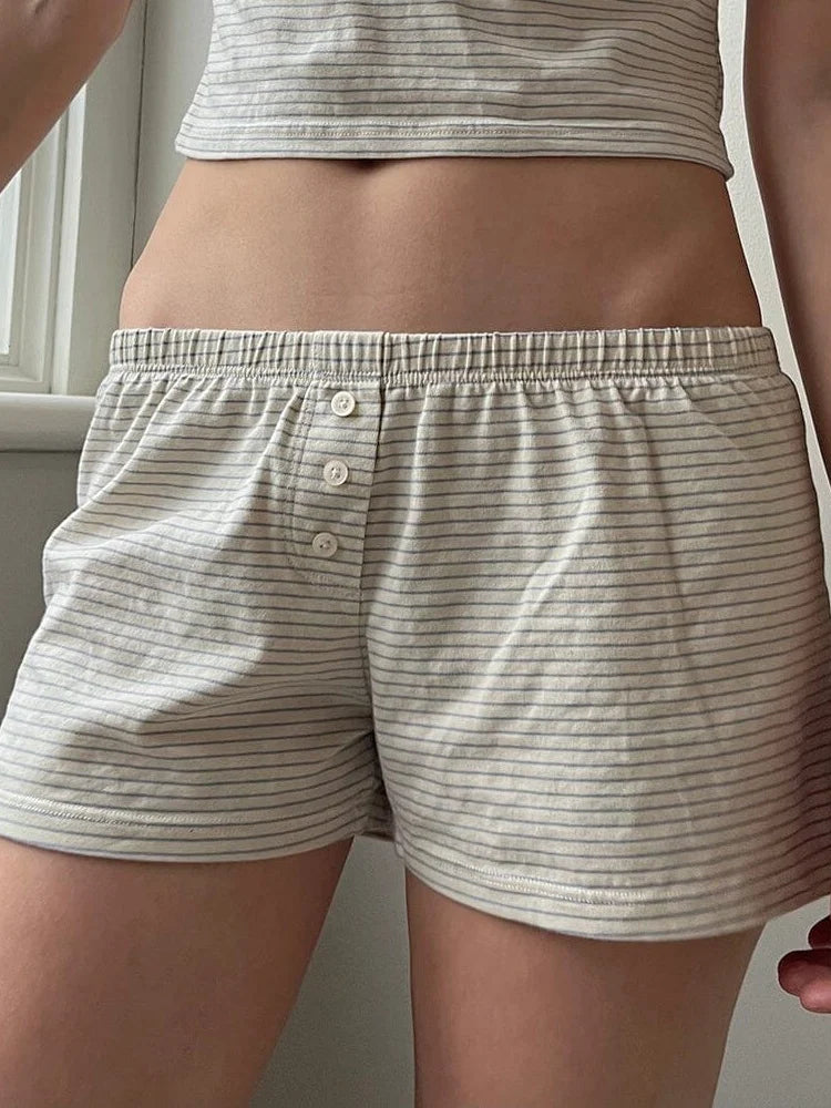 Floral Heart Striped Lounge Short