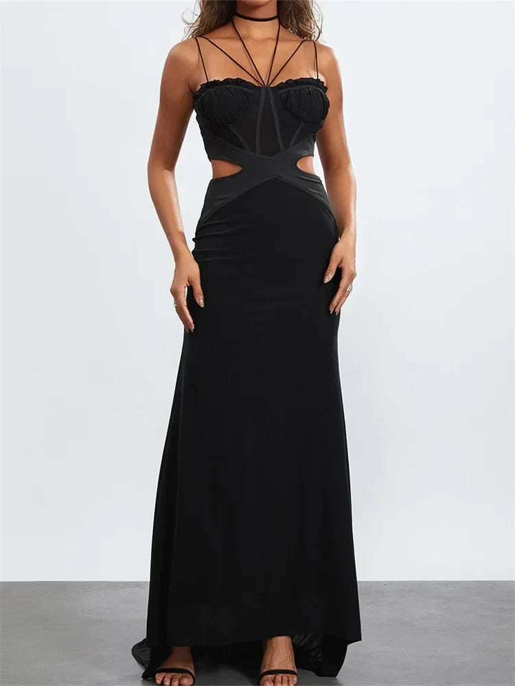 Strappy Corset Bustier Cut Out Mermaid Maxi Gown 3
