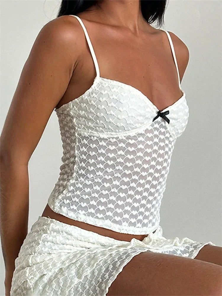 Bowknot Patchwork Sleeveless Backless Crop Top