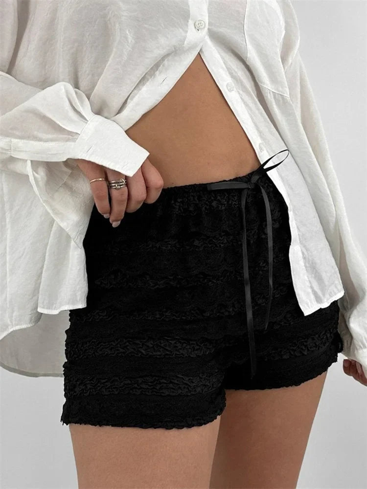 Lace Bow Patchwork Bloomer Short