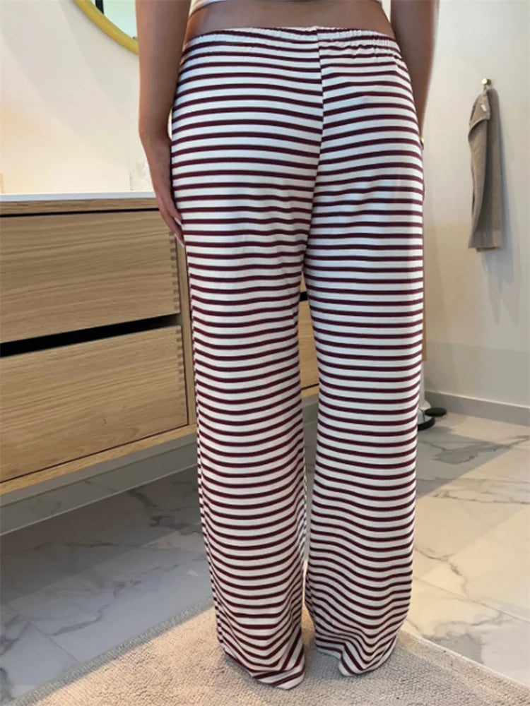 Plaid Print Wide Leg Casual Spring Summer Pant