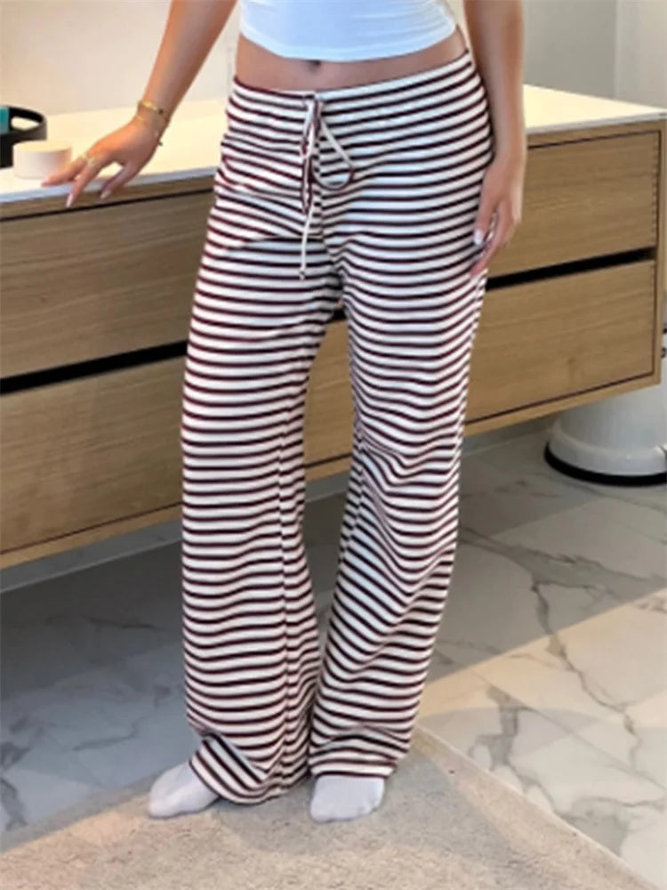 Plaid Print Wide Leg Casual Spring Summer Pant