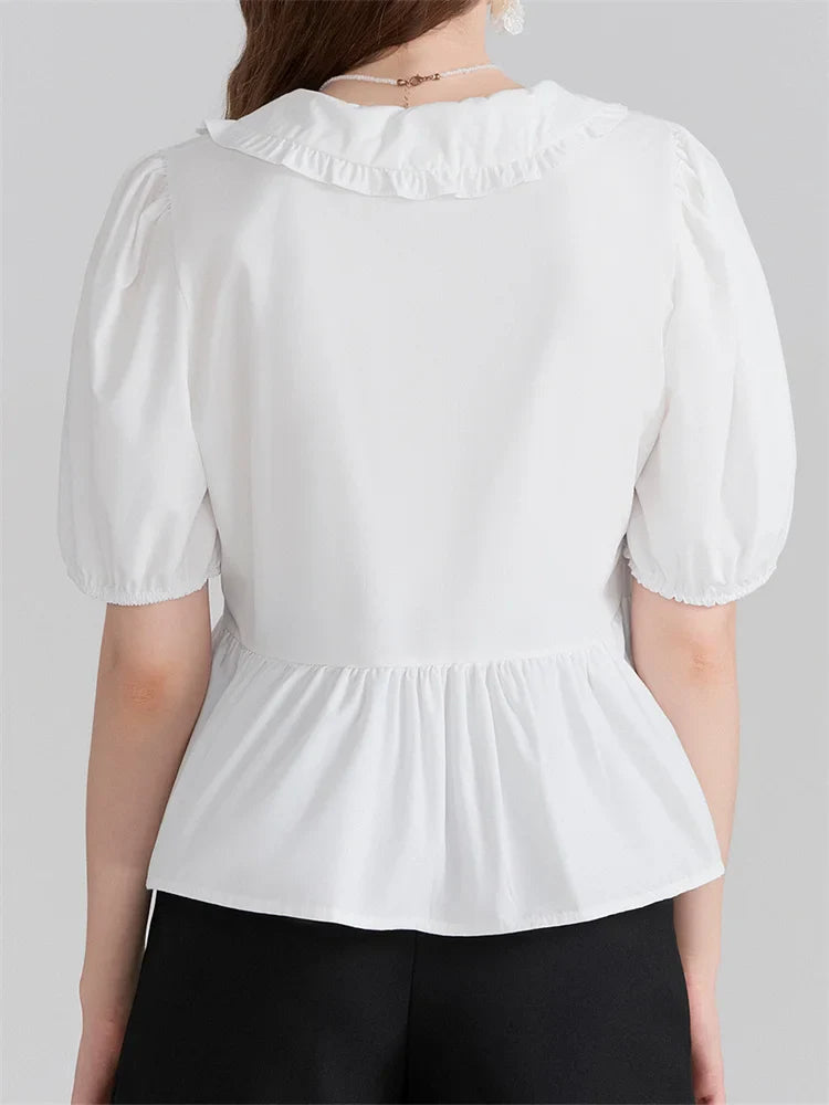 V-neck Front Bowknot Tie-Up Blouse