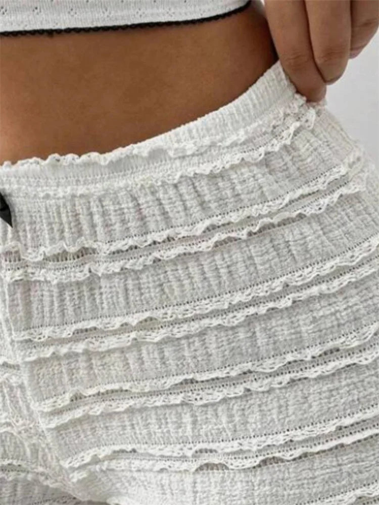 Lace Bow Patchwork Stretch Short