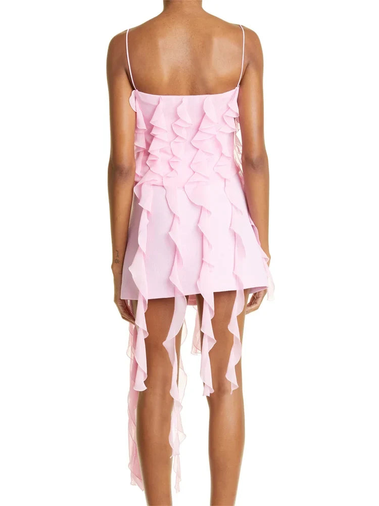 Irregular Hem Ruffle Mini Dress - View 3