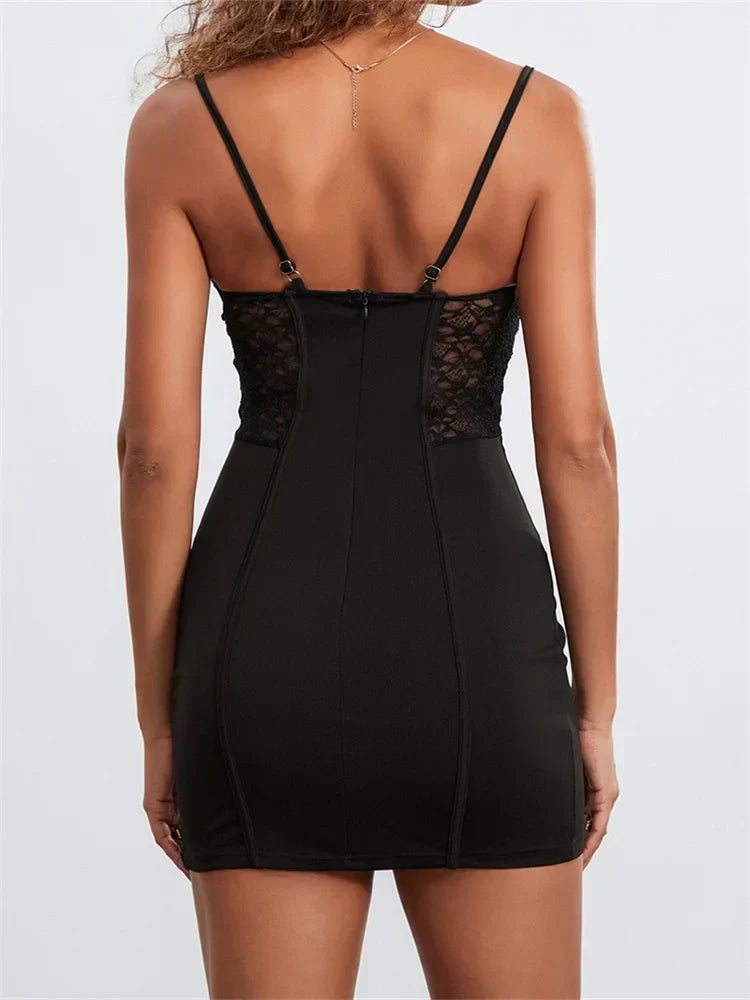 Lace Backless Spaghetti Strap Mini Dresses - View 2