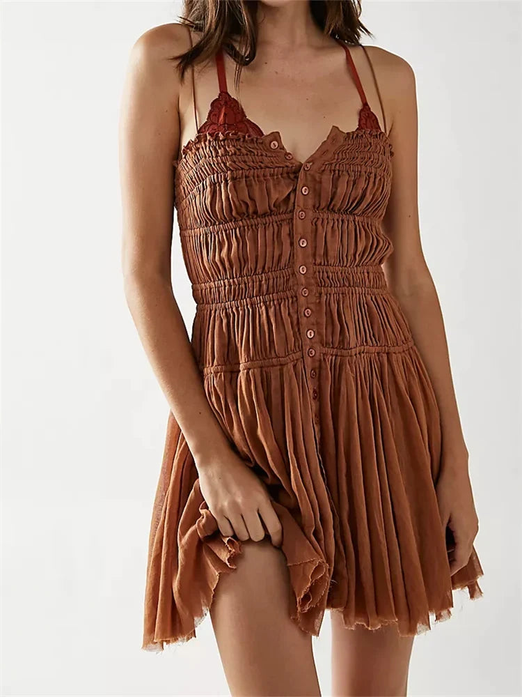 Fairy Ruched Spaghetti Strap Bodycon Mini Dresses