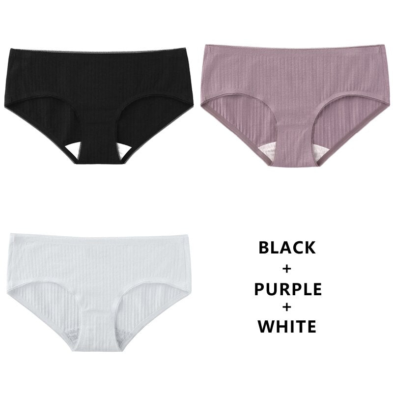 3PCS/Set Panties Underwear Seamless Plus Size Briefs Low-Rise Soft Panty Underpants Female Lingerie